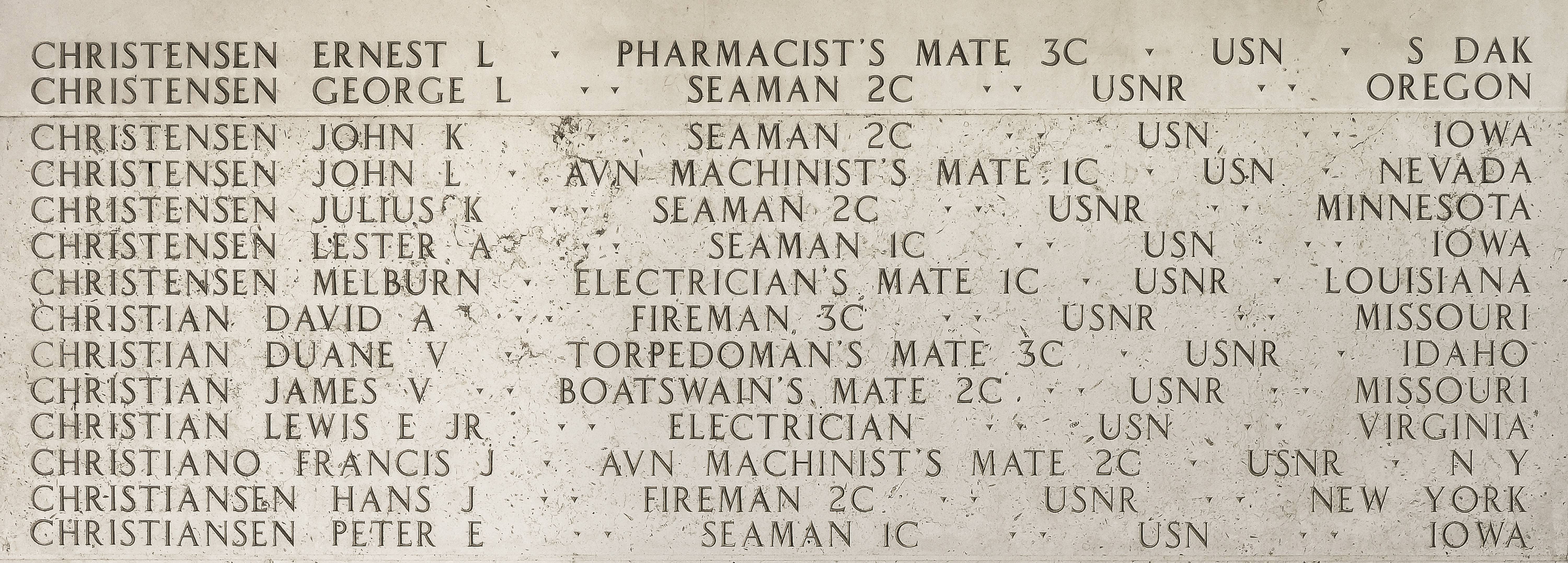 Ernest L. Christensen, Pharmacist's Mate Third Class